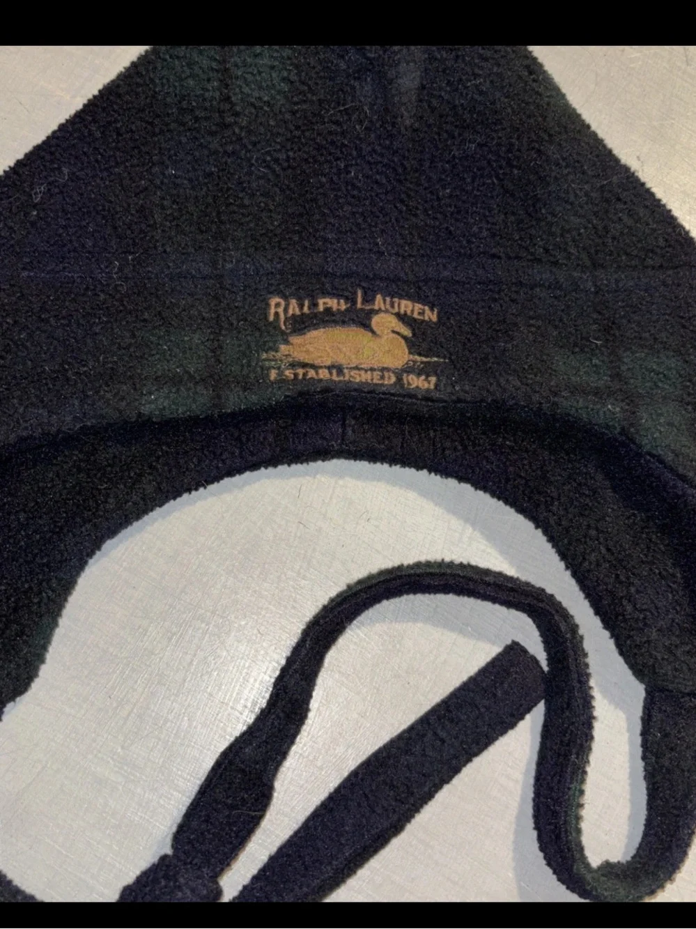 Ralph Lauren Blackwatch Plaid Fleece Hat with Earflaps kids